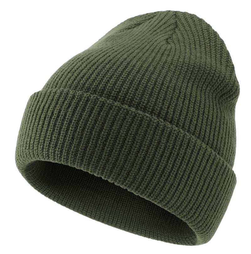 Connectyle Classic Men's Warm Winter Hats Acrylic Knit Cuff Beanie Cap Daily Beanie Hat (Army Green) - Image 2